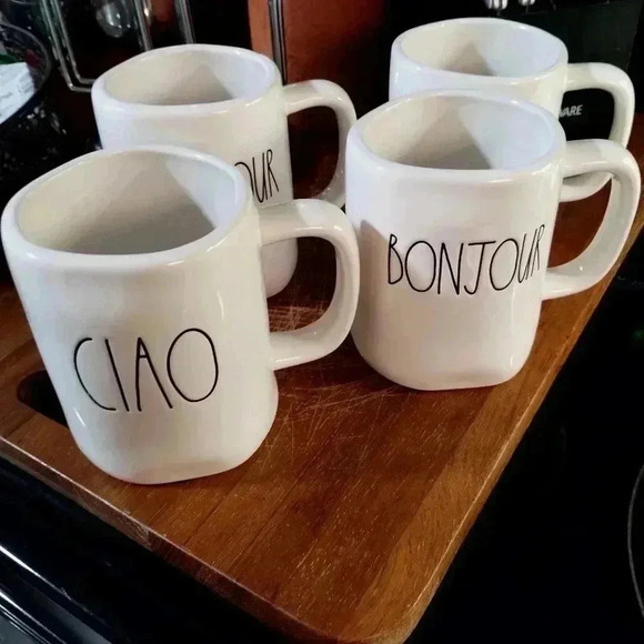 - Rae Dunn lot BONJOUR and CIAO coffee mugs - Picture 1 of 5